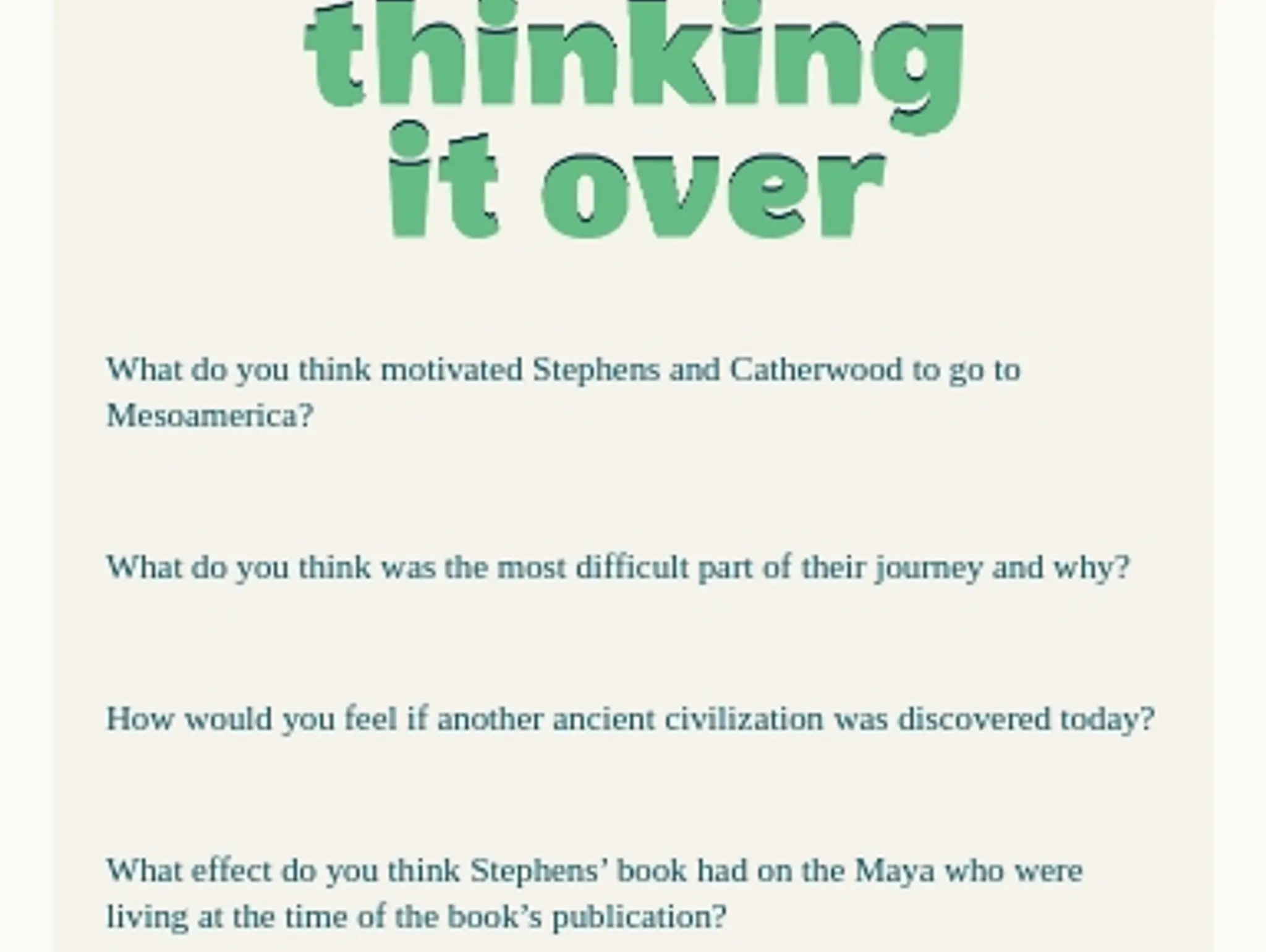 Thinking It Over