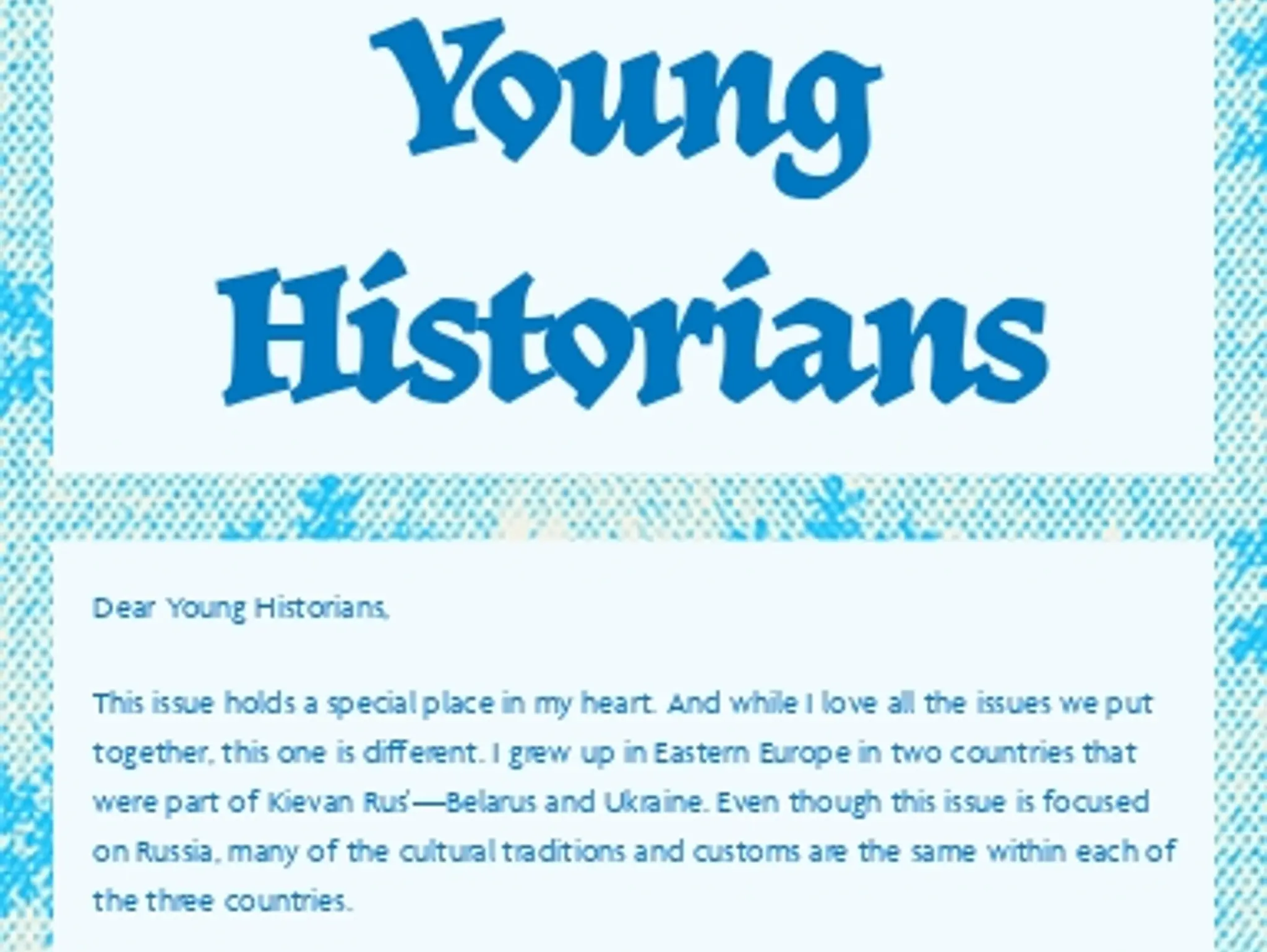 A Letter for Young Historians