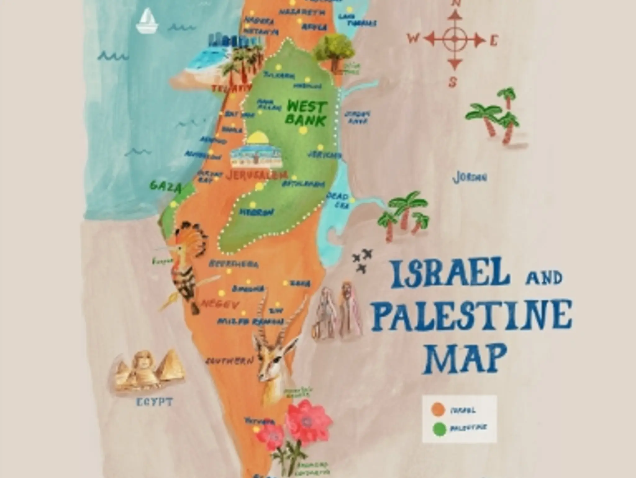 Map of Israel and Palestine