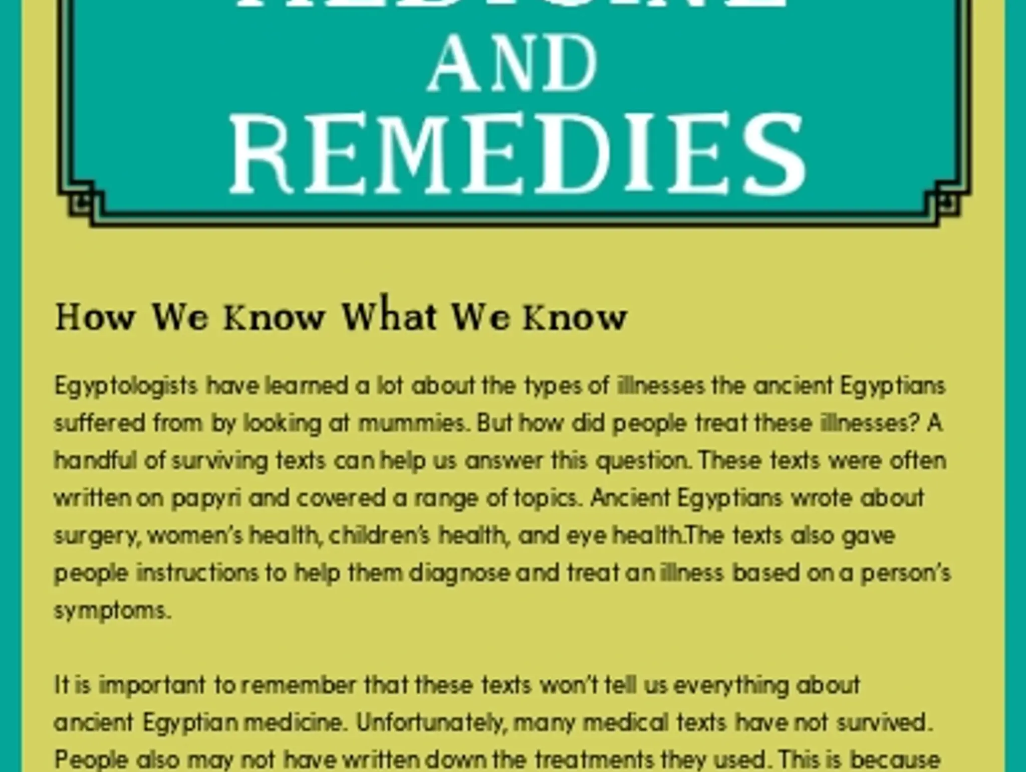 Ancient Medicine and Remedies