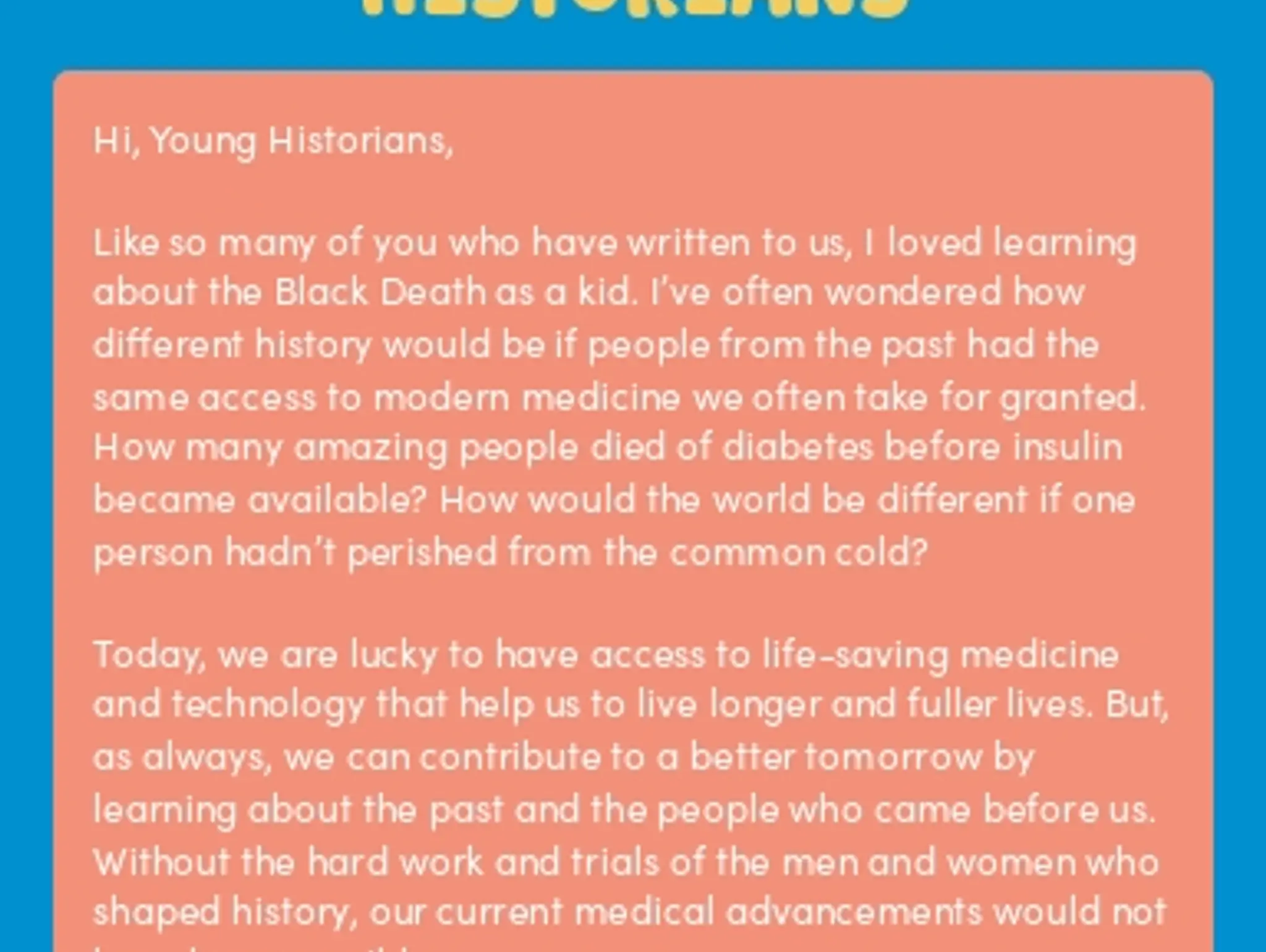 A Letter to Young Historians