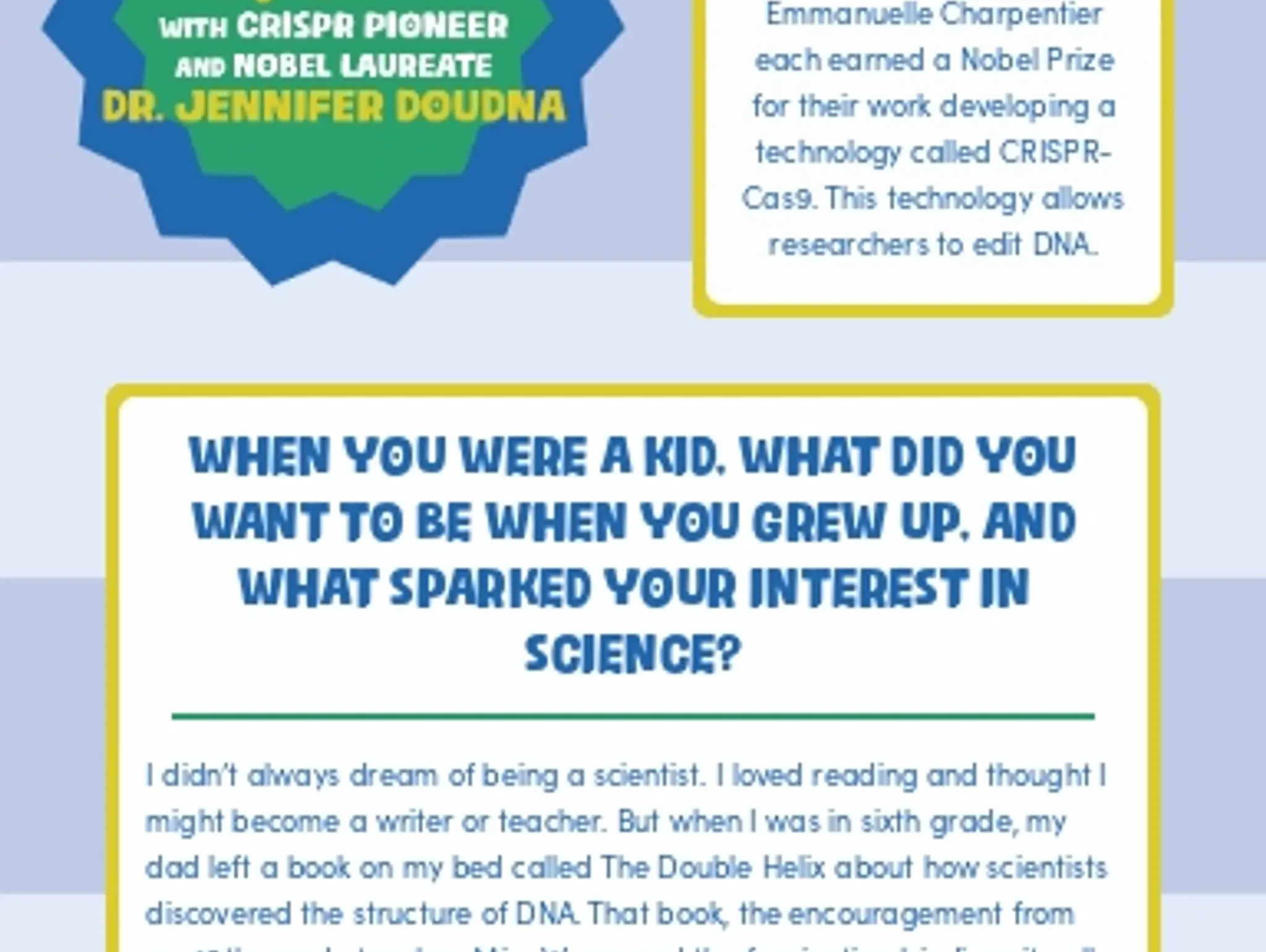 Q&A with CRISPR Pioneer and Nobel Laureate Dr. Jennifer Doudna