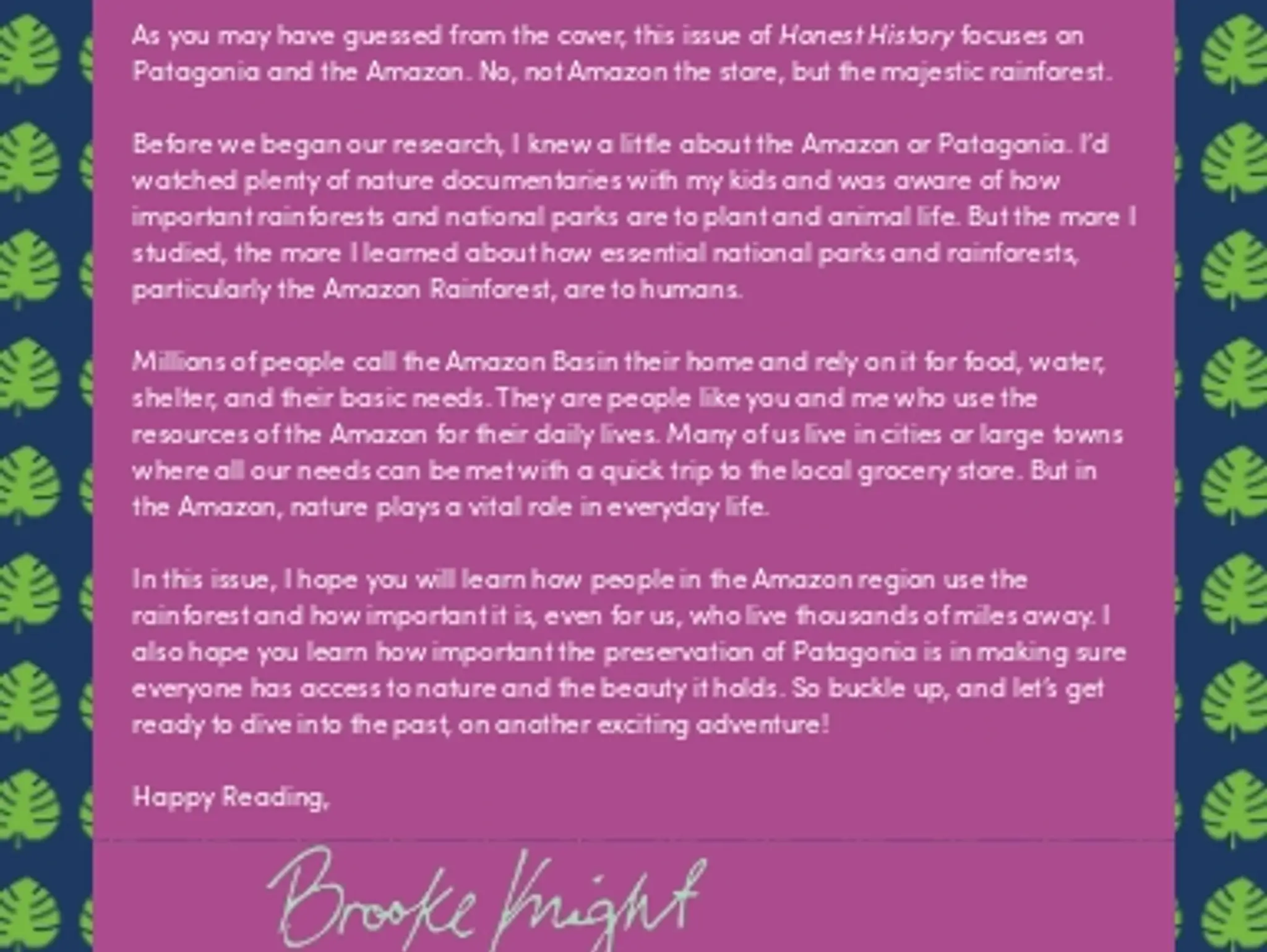 Letter for Young Historians