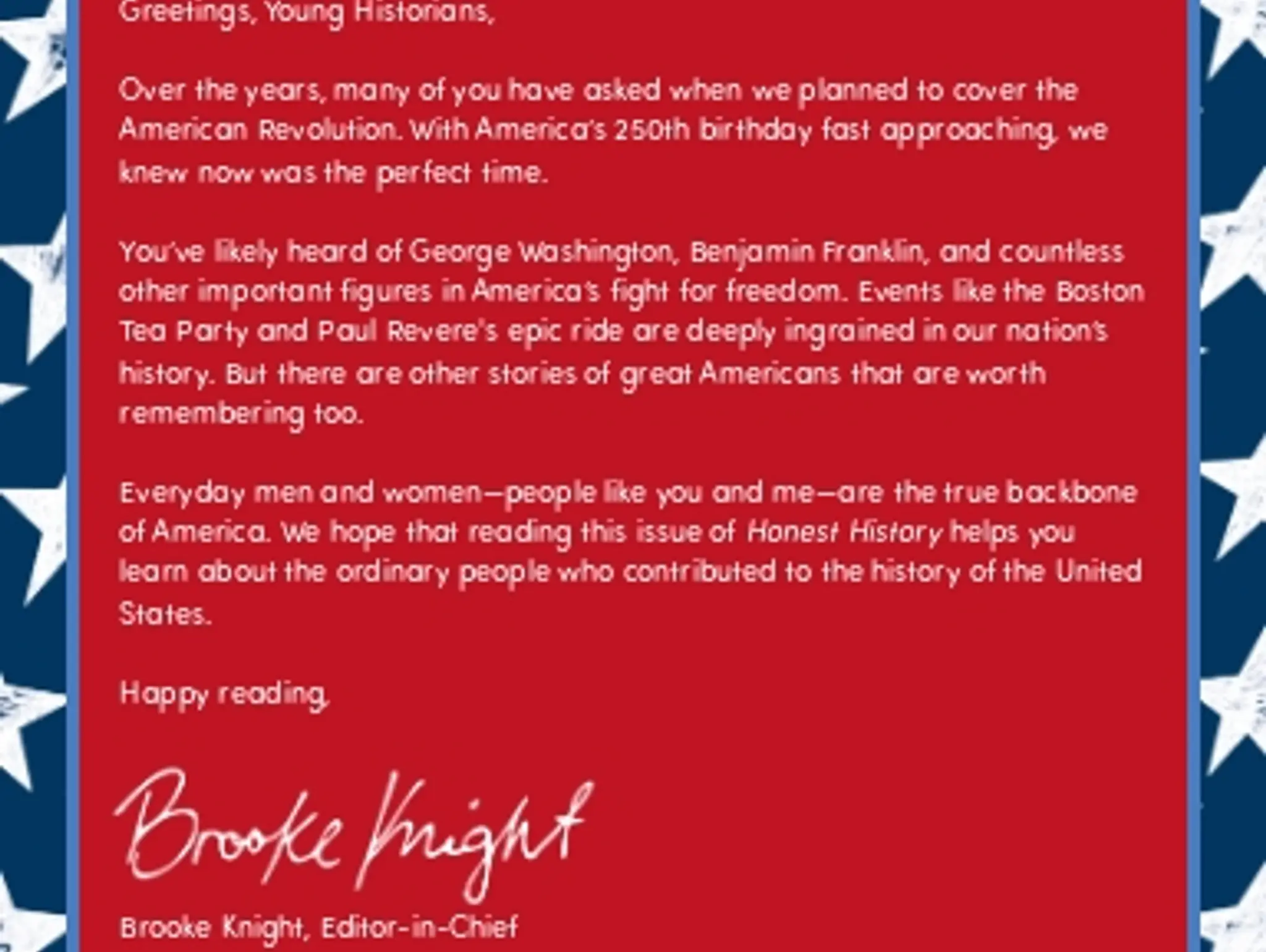 A Letter for Young Historians