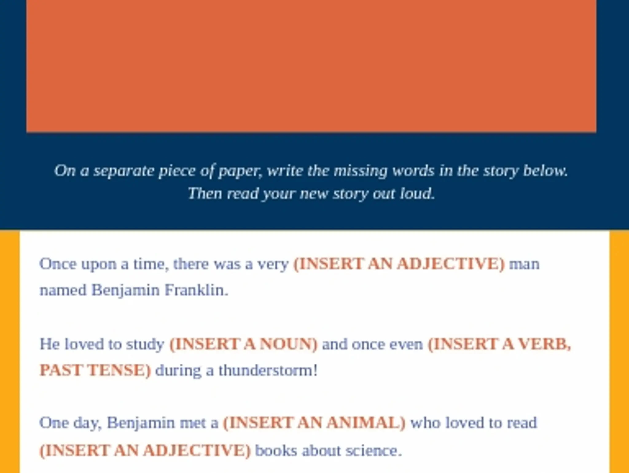 Wacky Word Stories: Benjamin Frankling