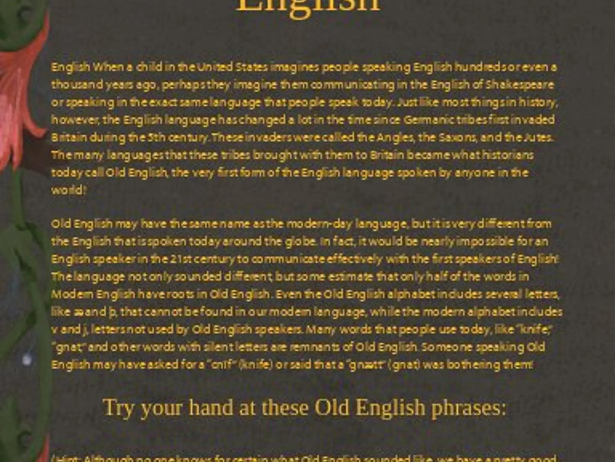 The History of Old English