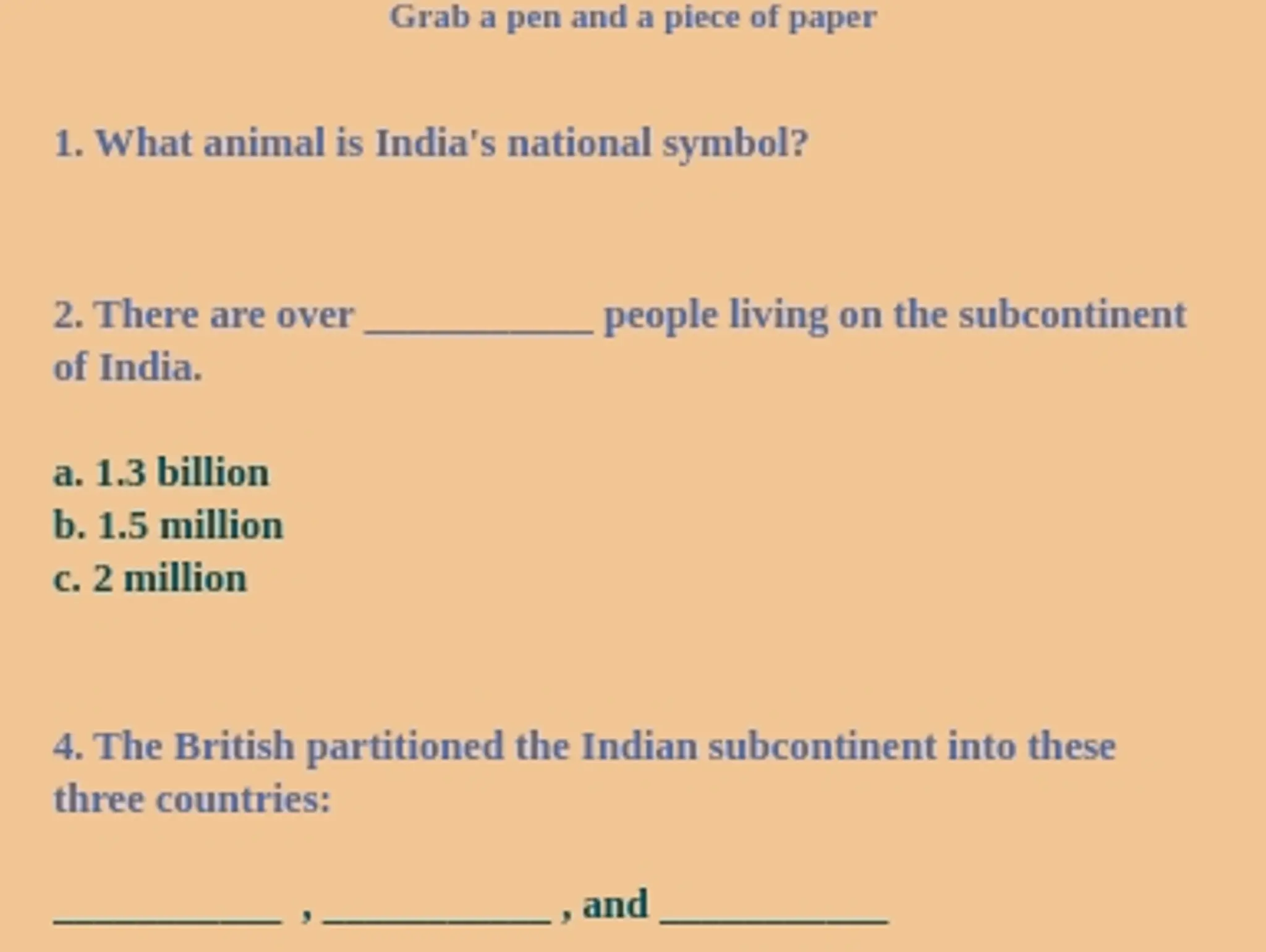 The History Quiz: India
