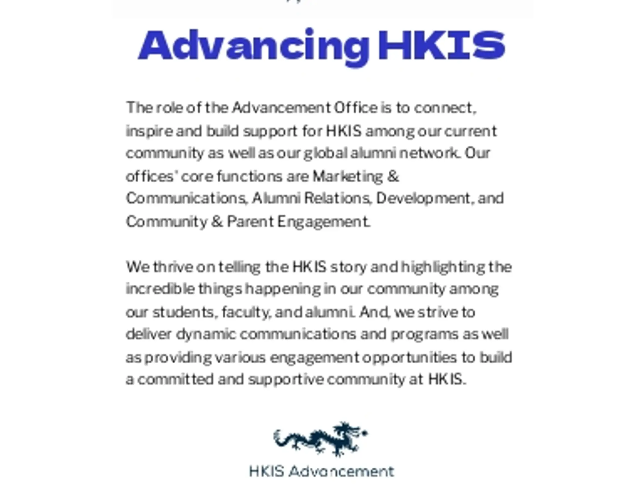Advancing HKIS