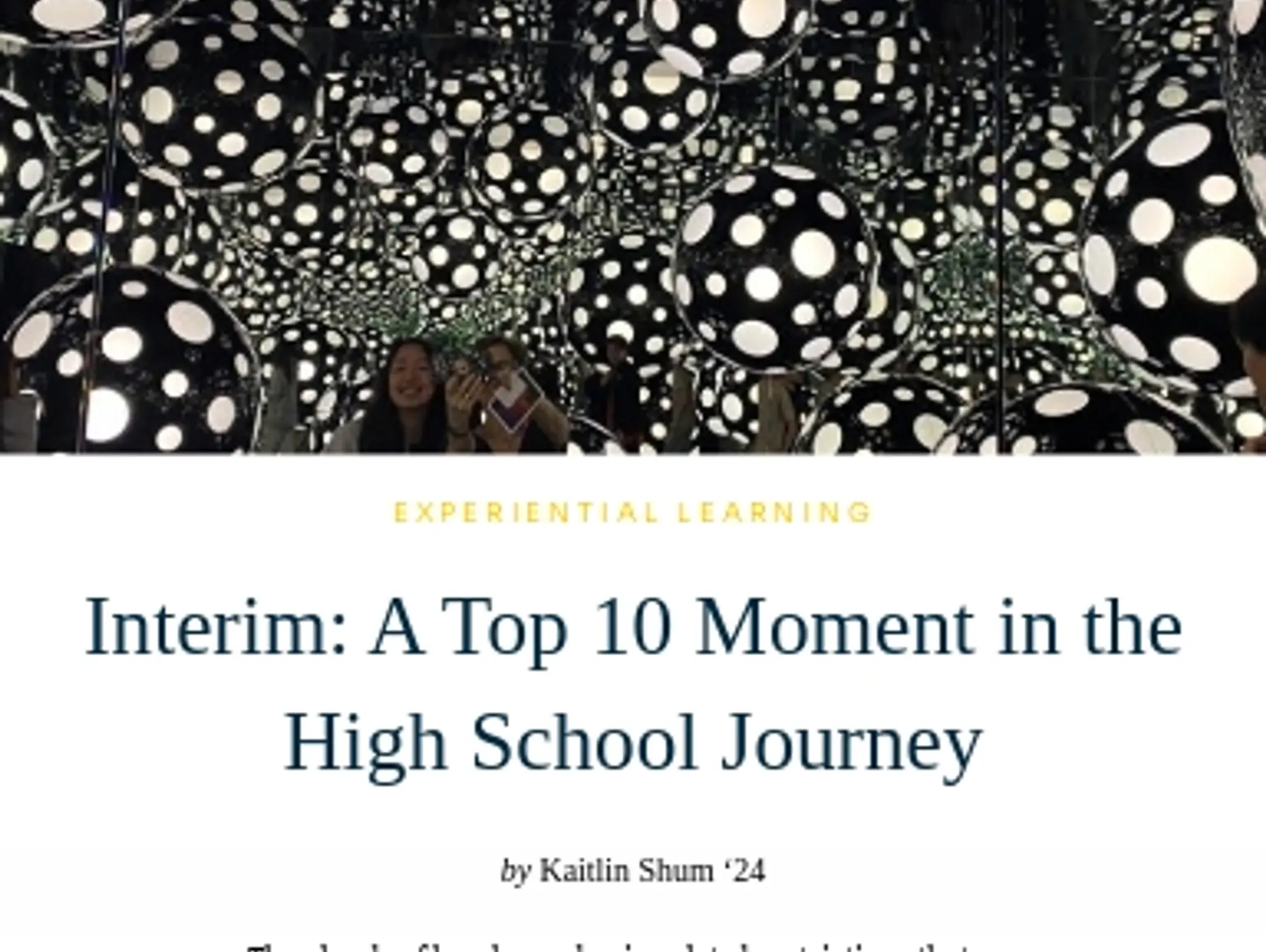 Interim: A Top 10 Moment in the High School Journey