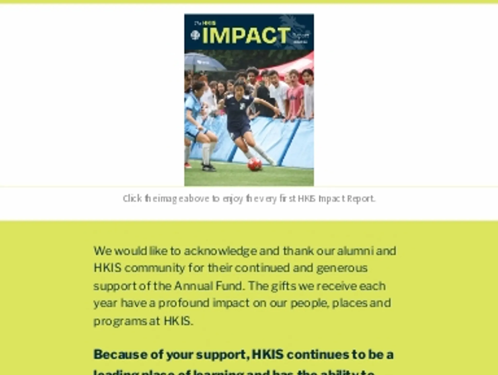 The HKIS Impact Report