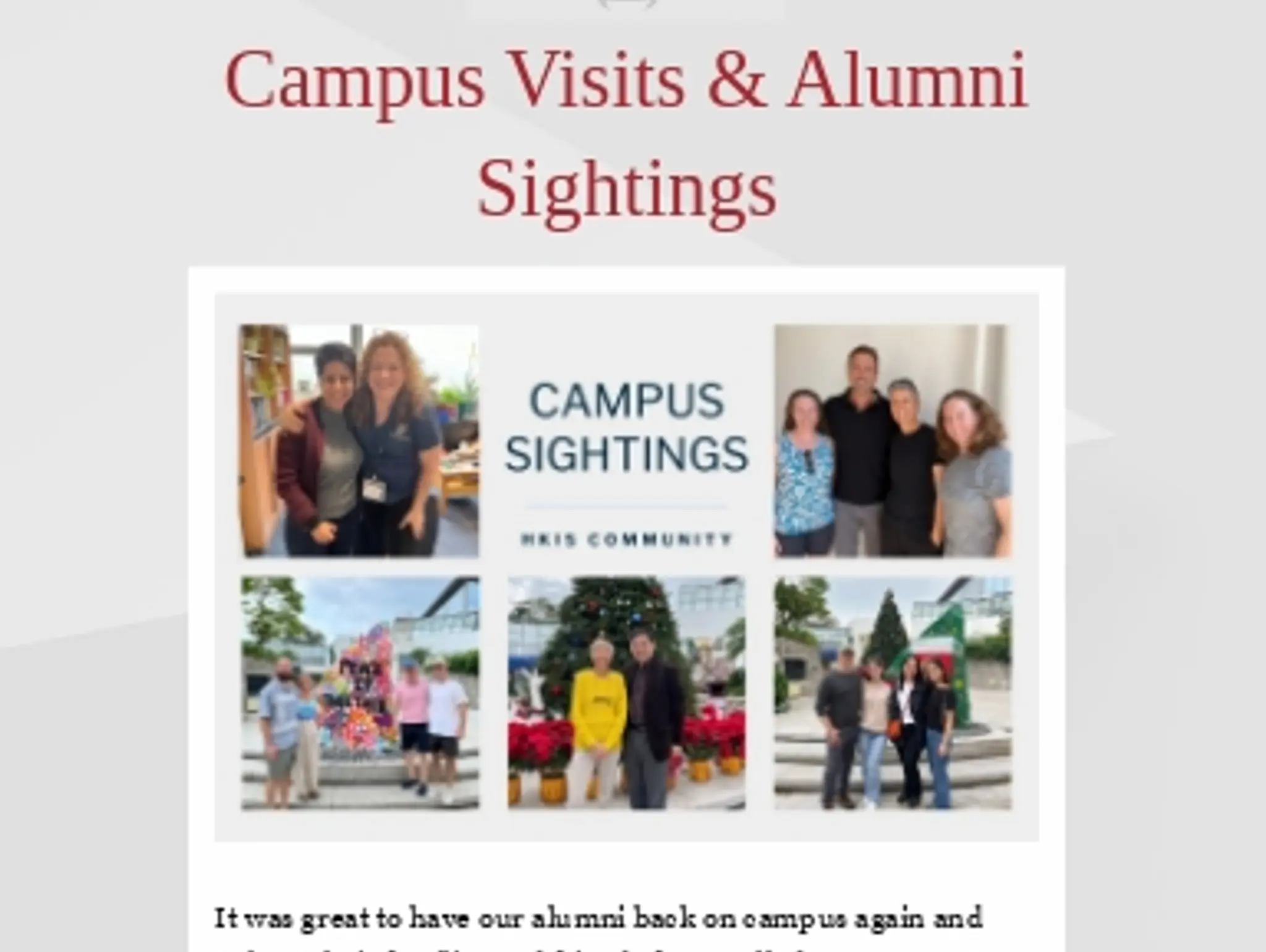 Campus Visits & Alumni Sightings