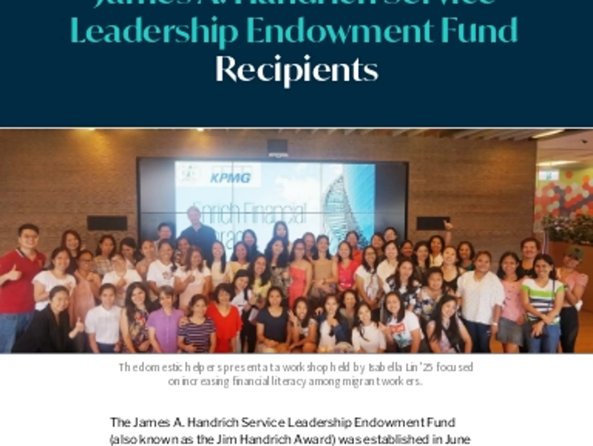James A. Handrich Service Leadership Endowment Fund Recipients