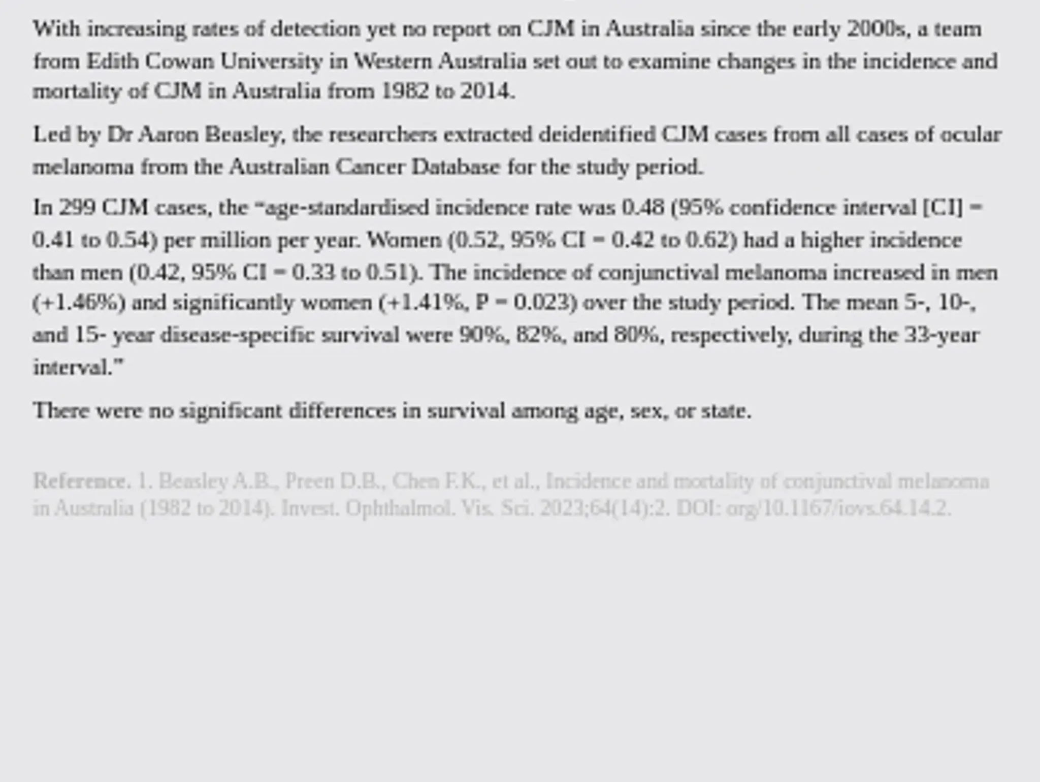 Conjunctival Melanoma in Australia