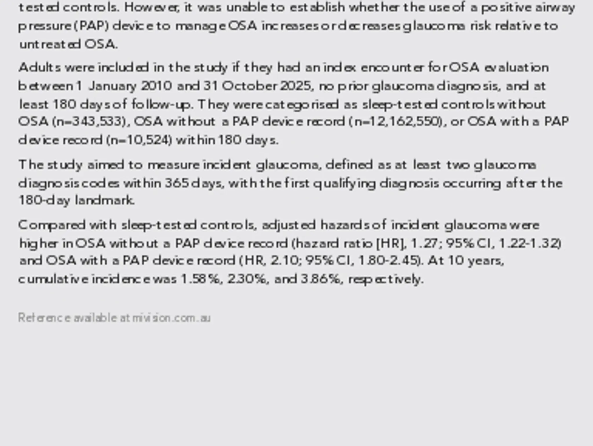 OSA Associated with Glaucoma Risk