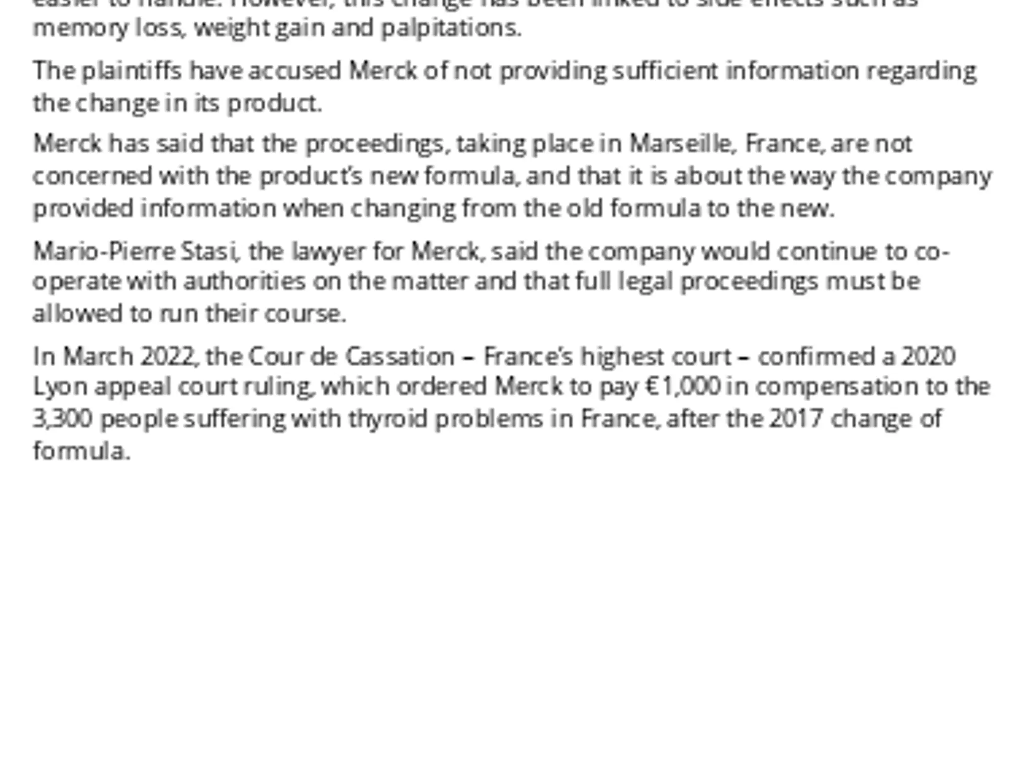 Merck under official investigation in France