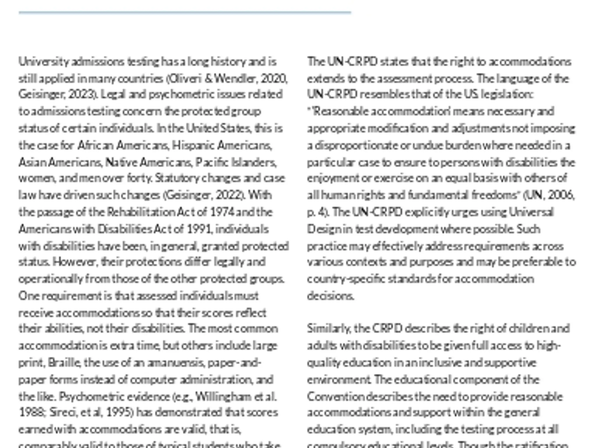 Testing Individuals with Disabilities for International University Admissions:  An International Policy Transfer Endeavor