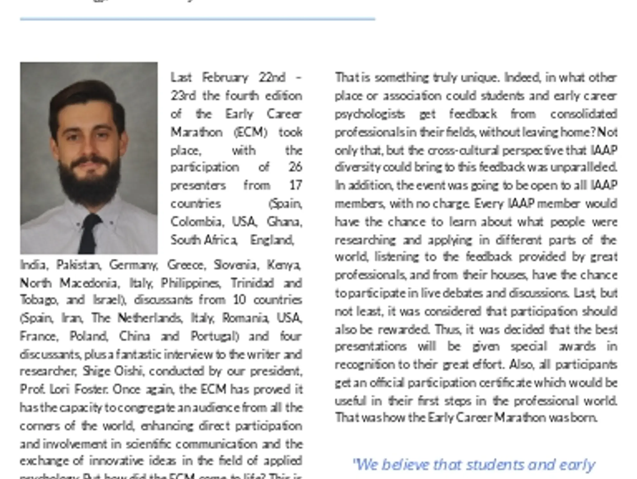 The Early Career Marathon: An Applied Example of How IAAP Reaches the World and Promote...