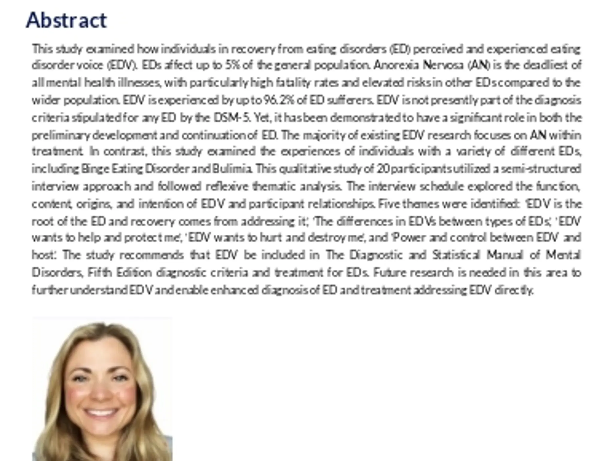 Hearing ED’s Voice: A Qualitative Analysis of the Eating Disorder Voice (EDV) Lived Experience