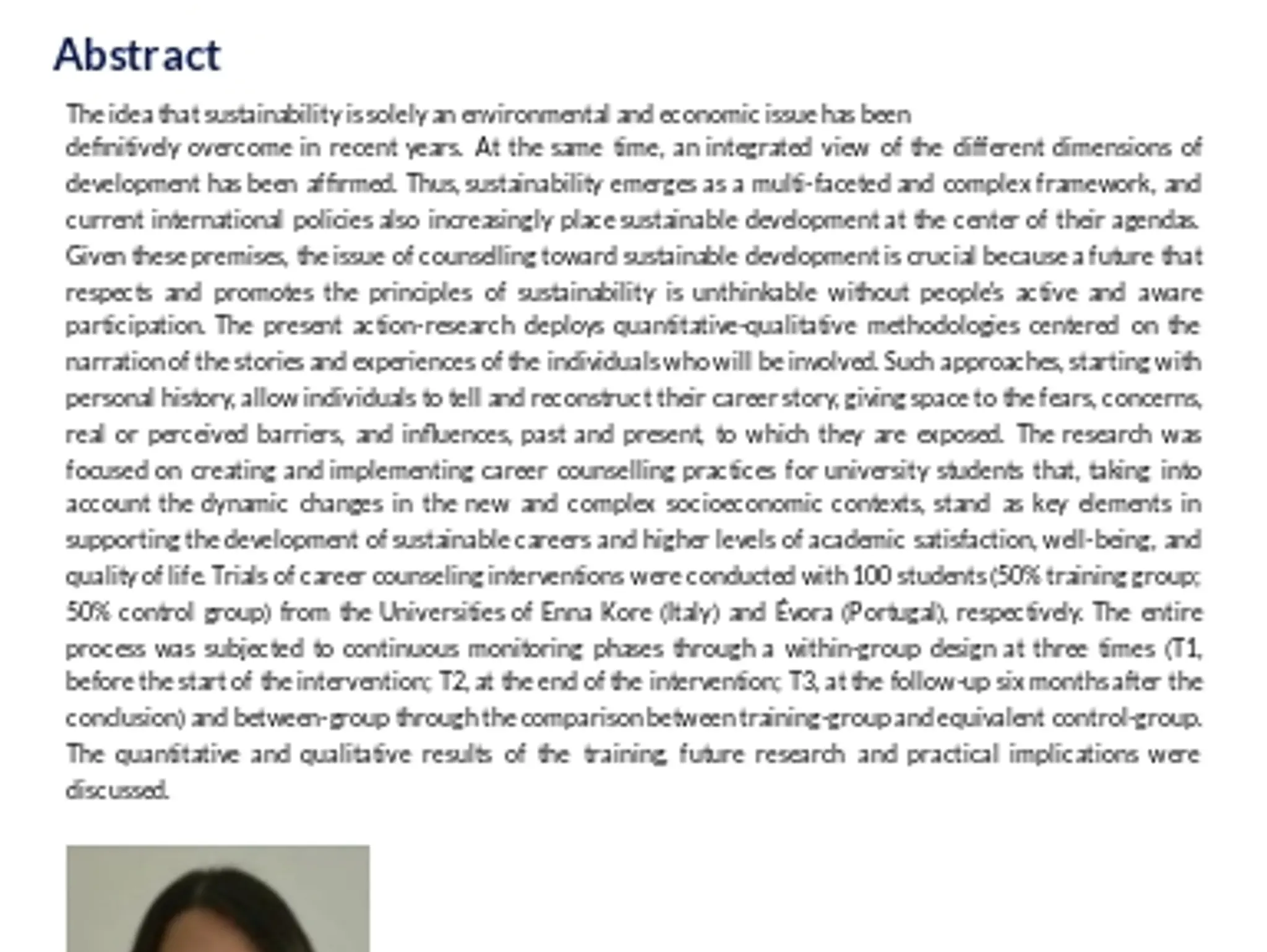 Career Counselling and Sustainable Careers: Action Research with University Students