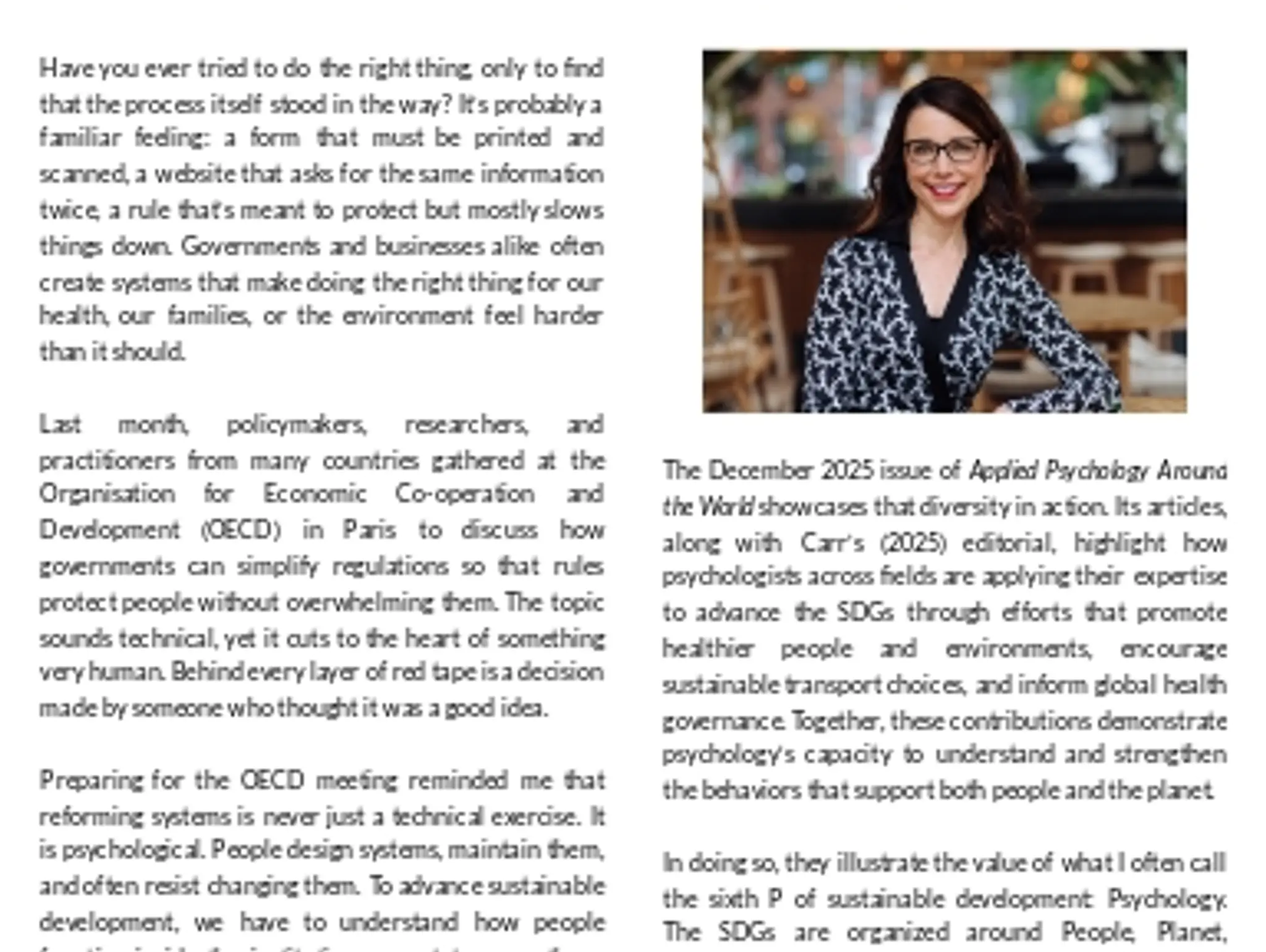 The Sixth P:  Psychology for Sustainable Systems