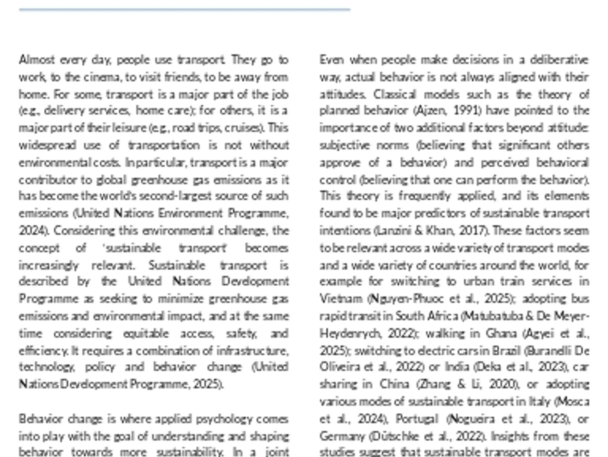 Toward Sustainable Transport Choices