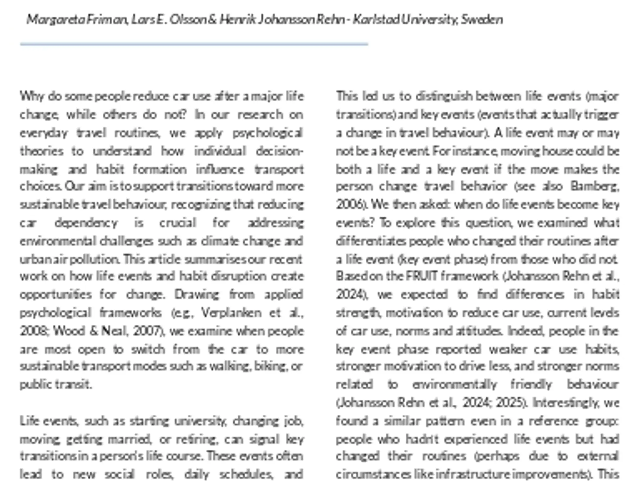 Understanding When and Why Travel Routines Change: The Role of Life Events and Habit Disruption