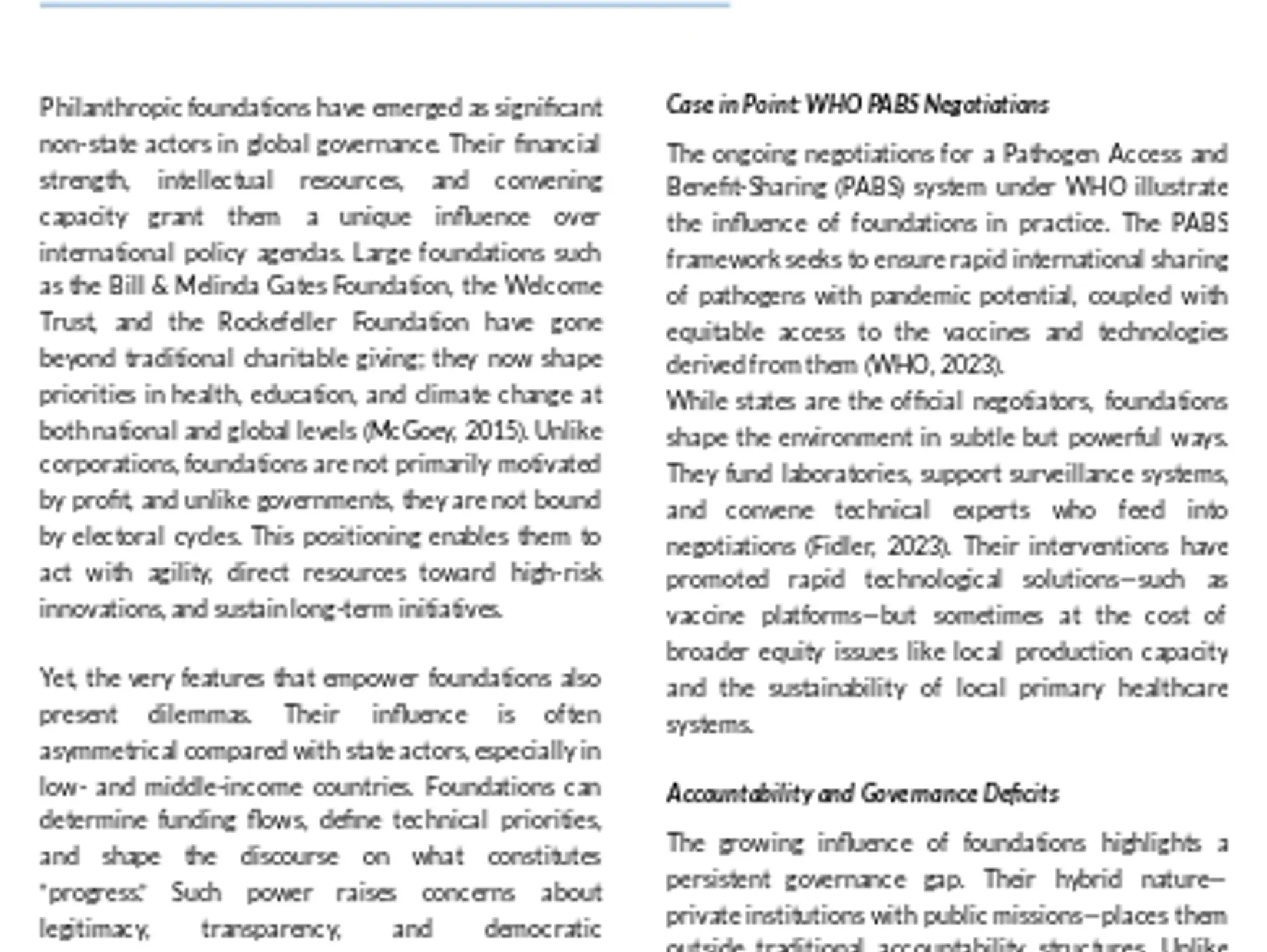 Foundations and Global Governance: Power, Diplomacy, and the Quest for Health Equity