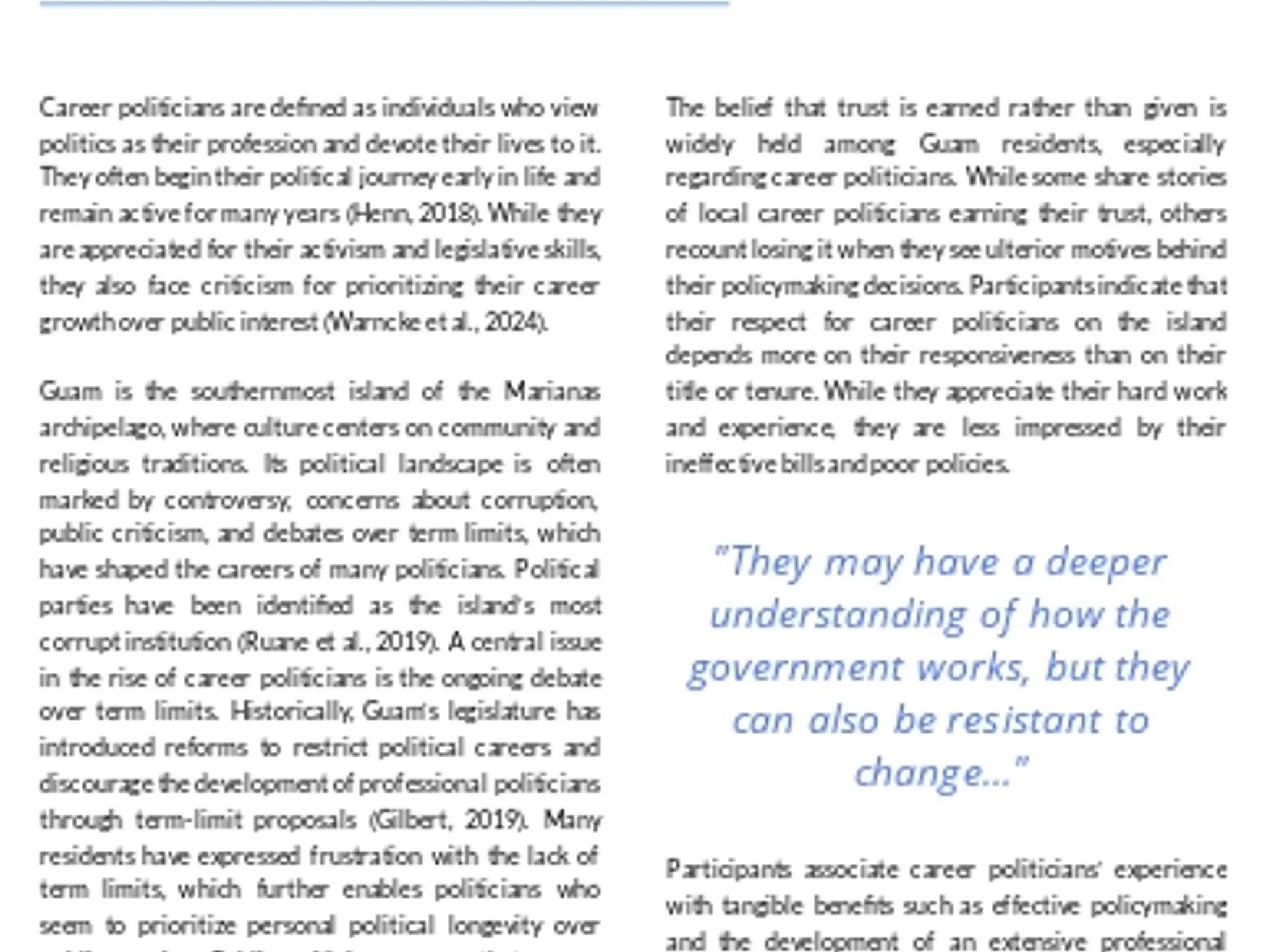 Shared Understanding of Career Politicians in Guam