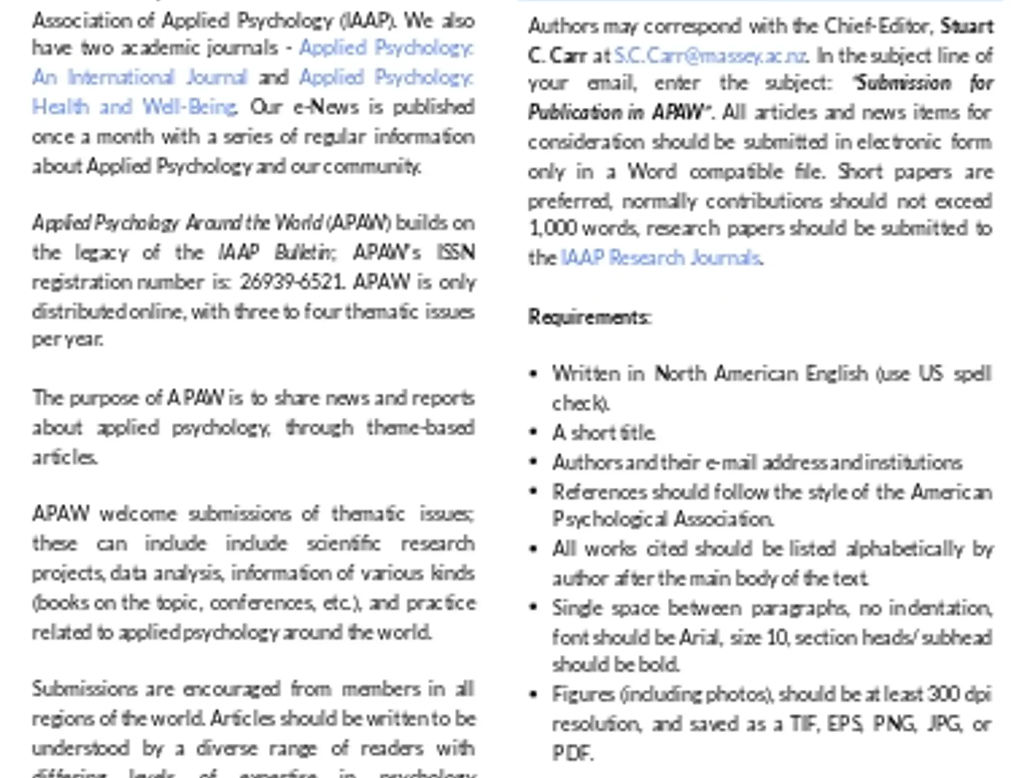 APAW Mission Statement