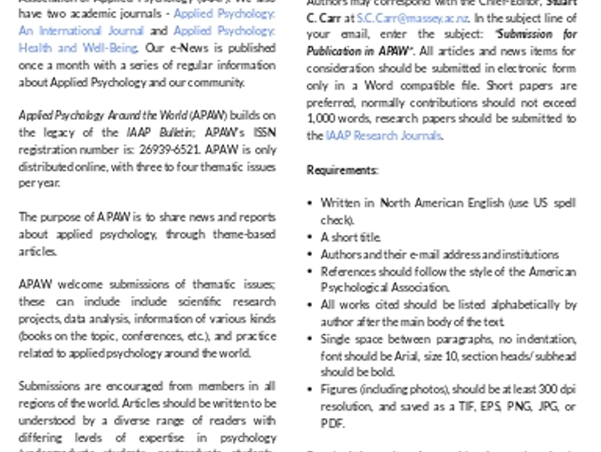 APAW Mission Statement