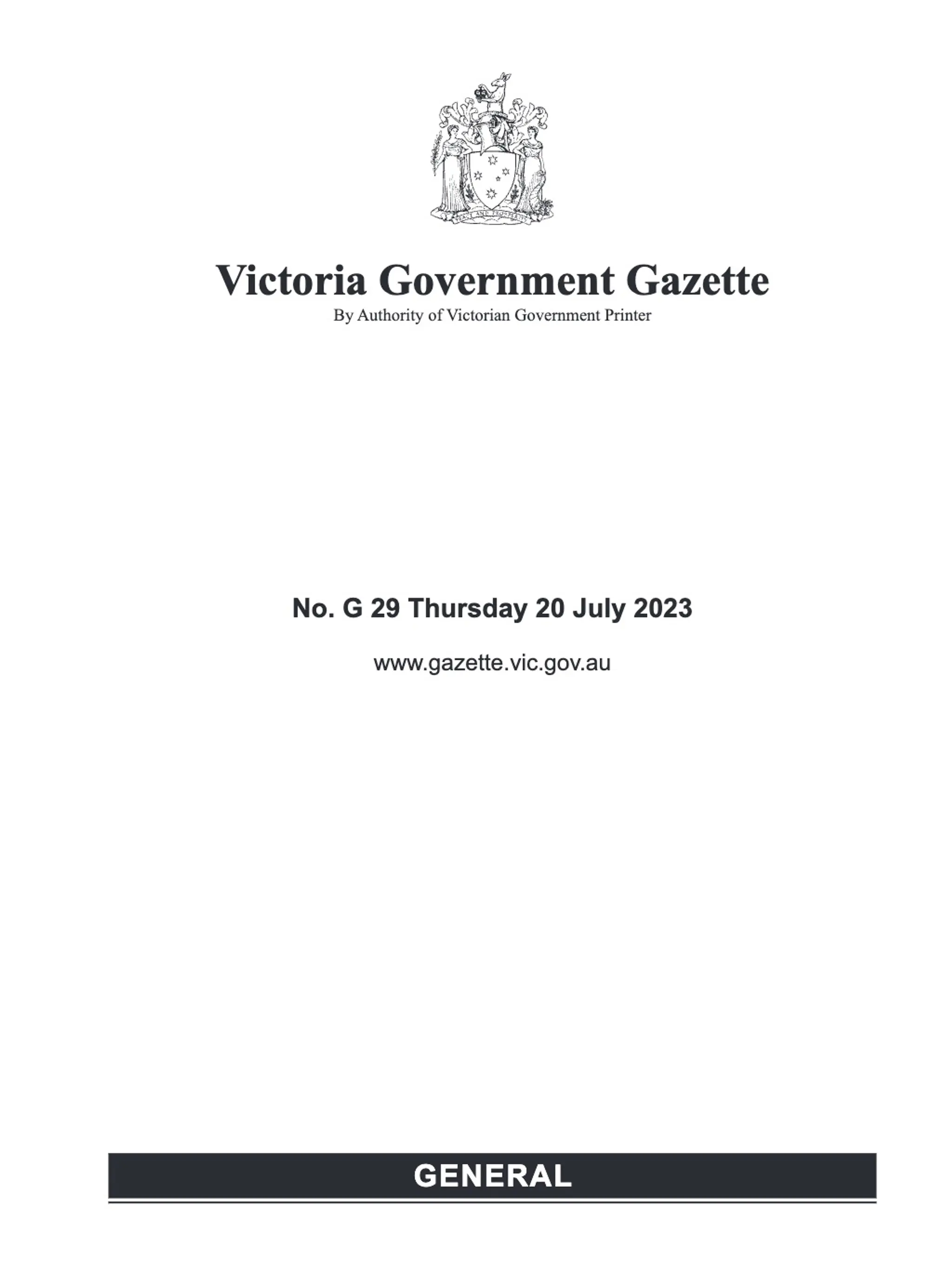 Victoria Government Gazette - Basic Sample Conversion