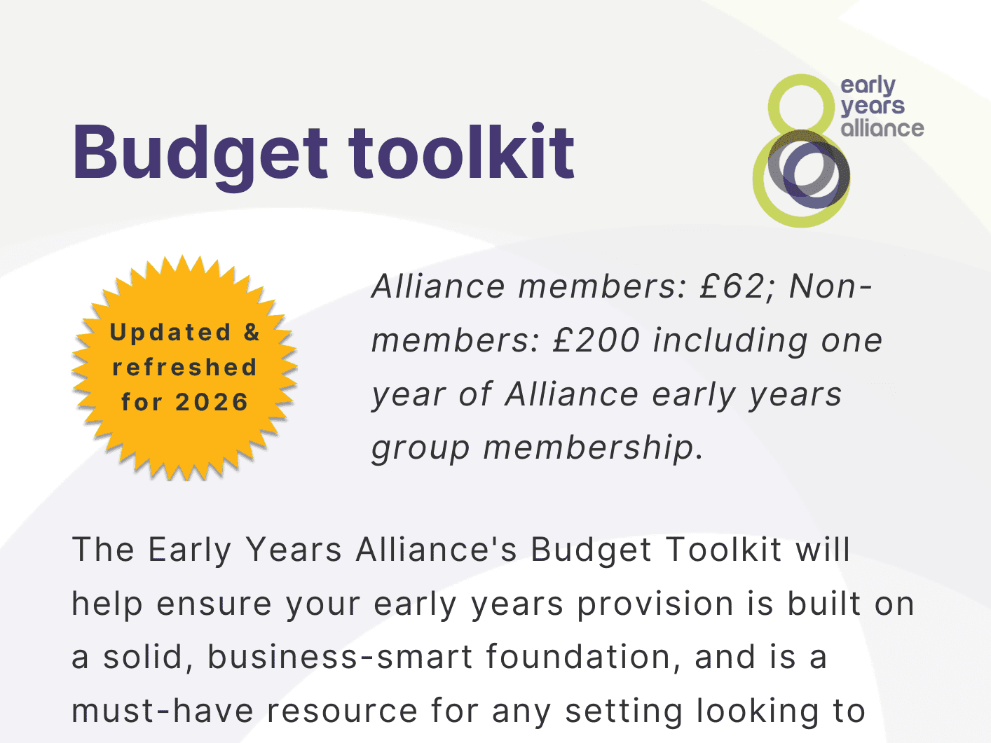 Advert: Budget toolkit
