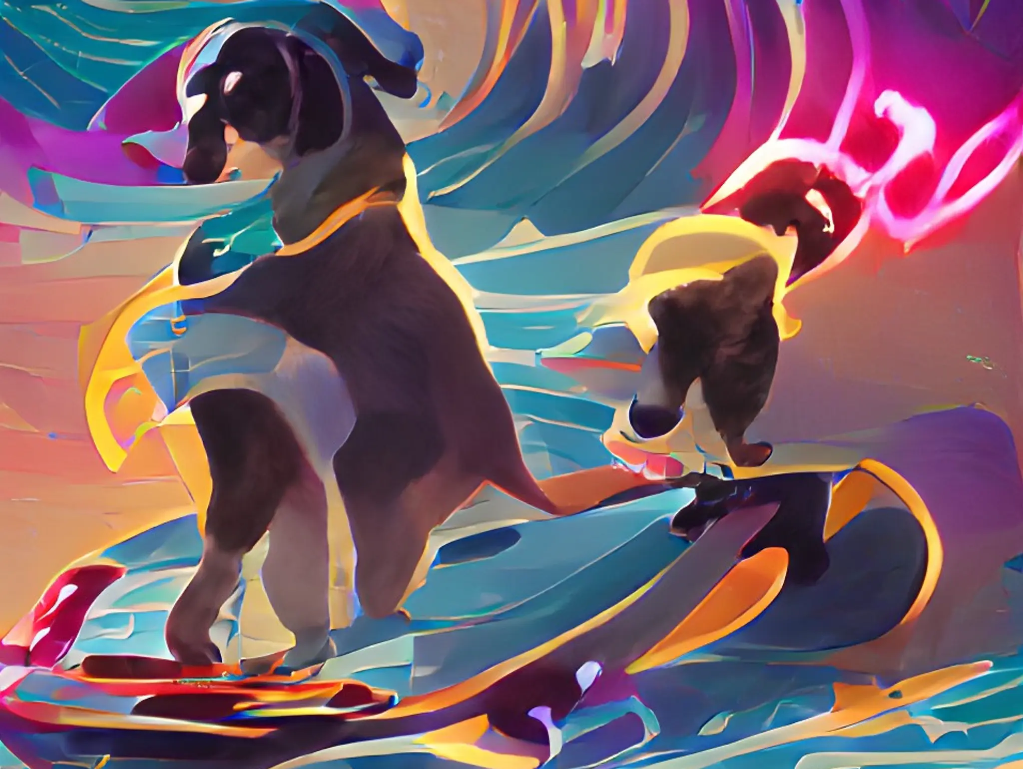 AI Art: "Surfing Dogs"