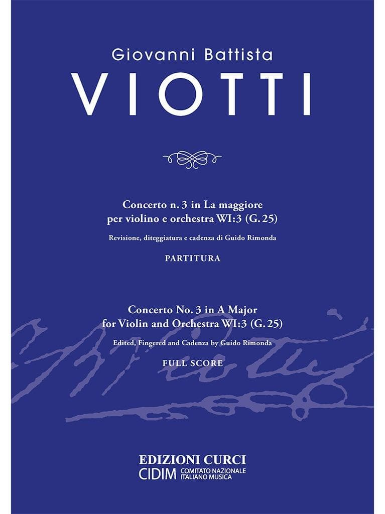 Concerto n. 3 in La maggiore per violino e orchestra. Partitura