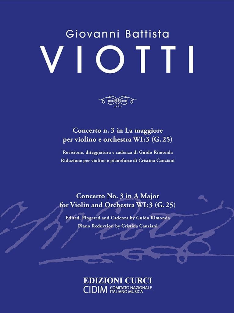 Concerto n. 3 in La maggiore per violino e orchestra. Riduzione per violino e pianoforte