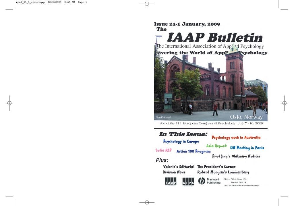 IAAP Bulletin, January 2009